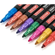 ZEYAR Permanent Oil-Based Paint Markers, Expert of Rock Painting, 8 Colors. Permanent Ink & Waterproof, Works on Rock, Wood, Glass, Metal, Ceramic and more (8 Metallic Colors)