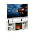 thumbnail image 6 of Furinno Jensen Open Shelving Storage Fireplace Entertainment Center for TV up to 55 Inch, Solid White/Black, 6 of 7