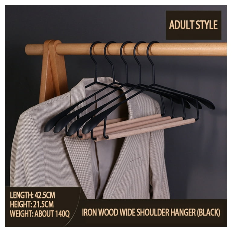 5 PCS Iron and Wood Coat Hanger with Wide Shoulder for Coat