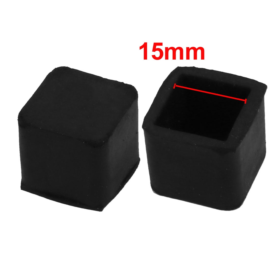 10pcs Furniture Table Chair Square Rubber Leg Tip Cap 15mm X 15mm