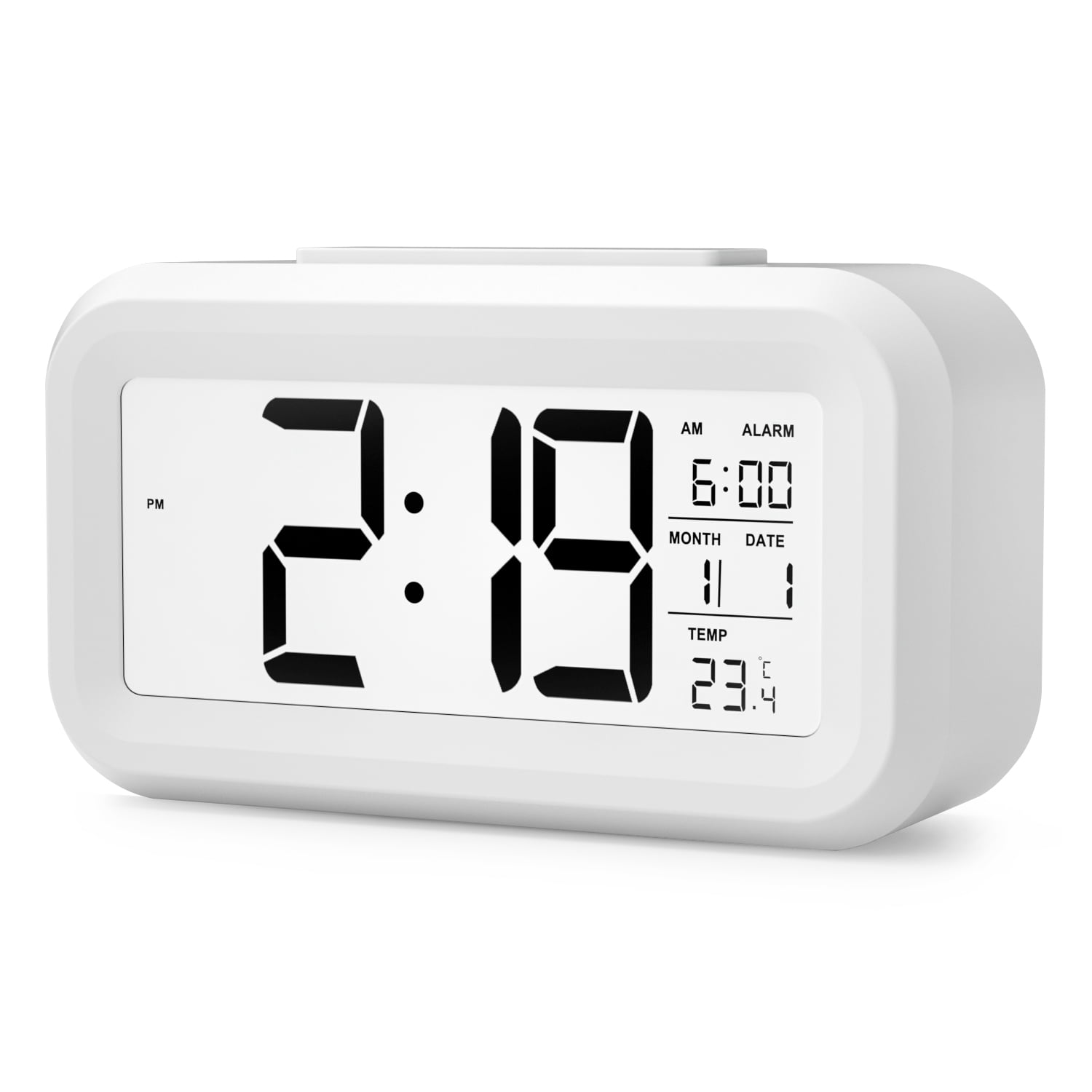 Black w/Silver HeQiao Digital Wall Clocks Large Decorative LCD Alarm Clock 