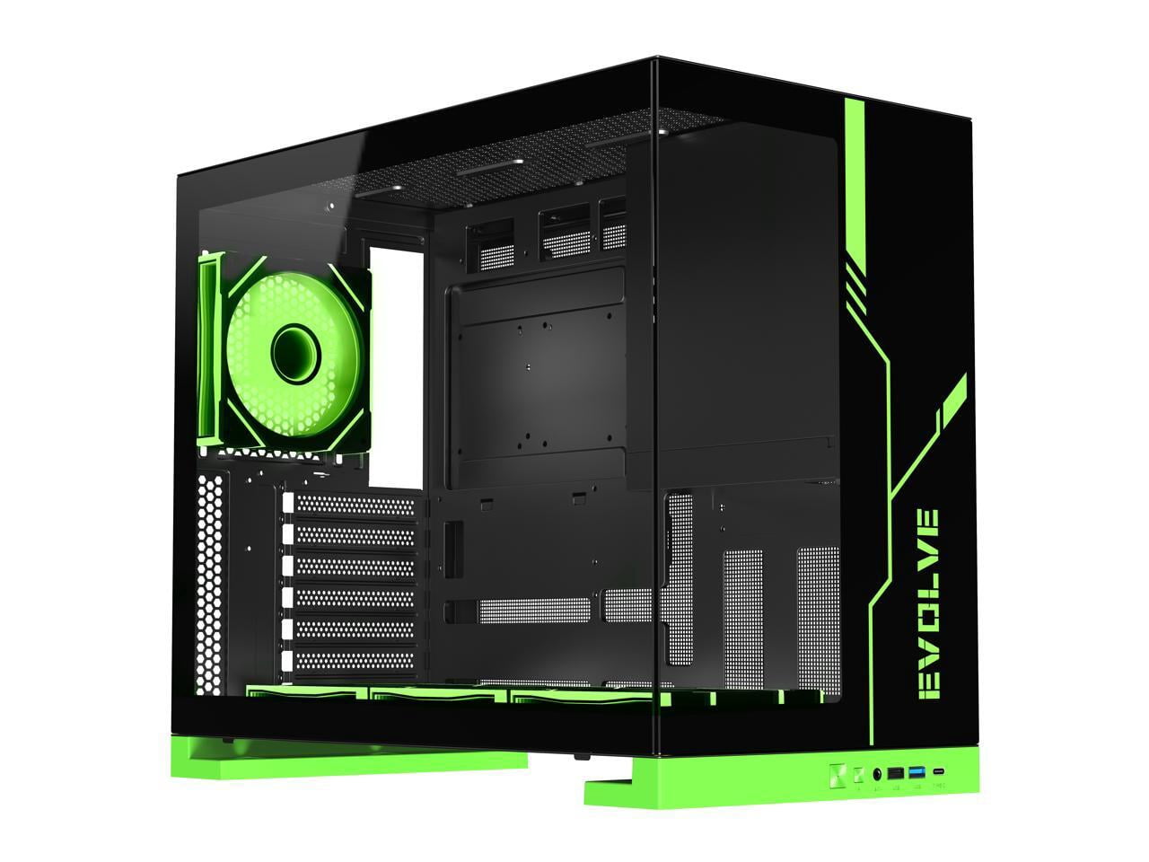DIYPC IDX8-BK-ARGB Black USB3.0/ Type C Tempered Glass ATX Gaming Computer Case w/ Dual Tempered Glass Panel and 4 x ARGB PWM Fans (Pre-Installed)