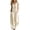Beige, variant on Womens Striped Sleeveless V Neck Button Front Jumpsuit Elastic Waist Loose Wide Leg Full Length with Side Pockets Soft Fabric Casual One Piece Pants