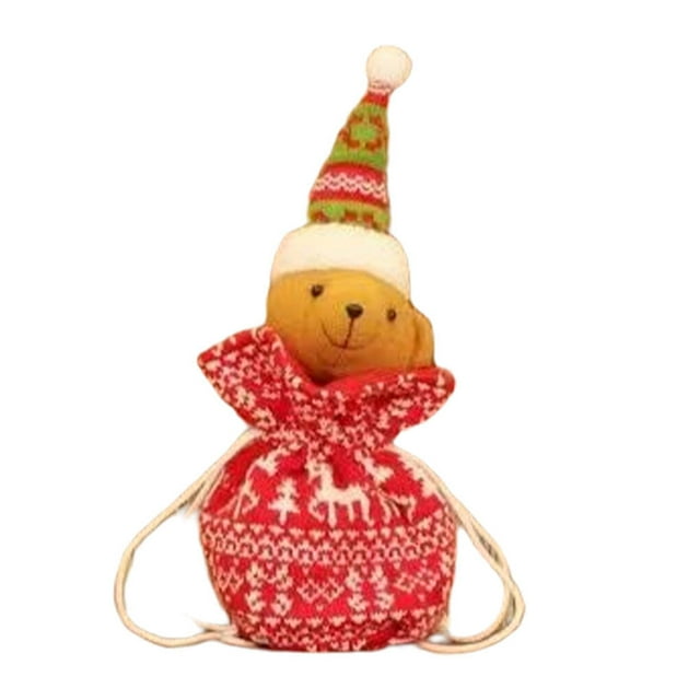 Naiovety Saco con cordón de Navidad Medias de punto de frutas Papá Noel Muñeco de nieve Elk Impreso Encaje Goodie Bag Decoración de la boda Kits de decoración para fiestas Llevar