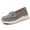 Grey, variant on Women's Casual Loafers Slip On Leather Shoes Lightweight Walking Shoes Moccasins Classic Penny Loafer Flatforms Boat Shoes