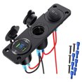thumbnail image 1 of Panel de enchufe de cargador de coche USB QC3.0 de 12V con enchufe de encendedor de cigarrillos, voltímetro LED e interruptor basculante para barco de 12V/24V, SUV, camión, caravana marina Kuyhfg Bienvenido a Kuyhfg, 1 of 5