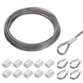 thumbnail image 1 of Uxcell 66FT Stainless Steel Cable Kit,  1/16" Silver 7x7 Strand Wire Rope with Loop Sleeves for Outdoor Deck Fence Wire, 1 of 7