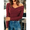 thumbnail image 3 of TRKIYQC Camisa de Manga Larga para Mujer, Tops con Hombros Descubiertos de Color sólido, Jersey Informal para Ropa estética de Calle de Club de otoño TRKIYQC moda, 3 of 7
