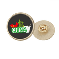 thumbnail image 1 of China Map Green China Town Round Metal Golden Pin Brooch Clip, 1 of 3