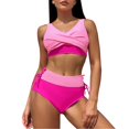 thumbnail image 1 of Gibobby Conjunto de Bikini Nuevo Traje de baño para mujer, estilo europeo y americano, Bikini Sexy, traje de baño, Bikini de cintura alta(Rosa,G), 1 of 5