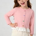 thumbnail image 2 of Girls Cardigan with Lace Ruffle Hem, Soft Knit Button Down Sweater for Kids, Kids to Big Girls, Pink Lightweight Spring Fall Party Wear,Size 9-10 T, 2 of 9