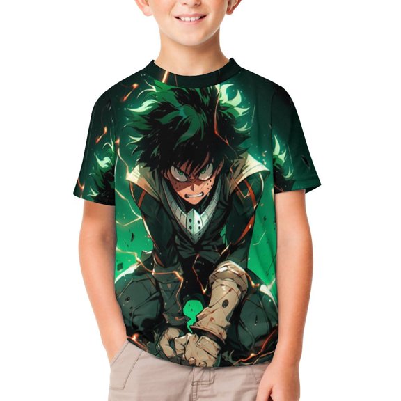My Hero Academia Kids Short Sleeve Tee Shirt Novelty Crewneck T-Shirts Unisex Summer Blouse Tops for Boys Girls 100CM