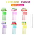 thumbnail image 2 of Fruit Straws DFCROMI con purpurina, 24 obsequios para fiestas infantiles y 2 cepillos, 2 of 7