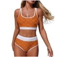 thumbnail image 2 of Traje de baño de 2 piezas para mujer, trajes de baño para mujer, traje de baño de dos piezas de cintura alta con mangas abullonadas para mujer, bikinis negros, conjuntos de bikini de dos piezas con ab, 2 of 7