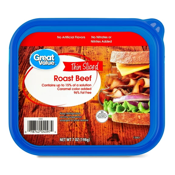 Great Value Roast Beef Lunchmeat, 7 oz Plastic Tub