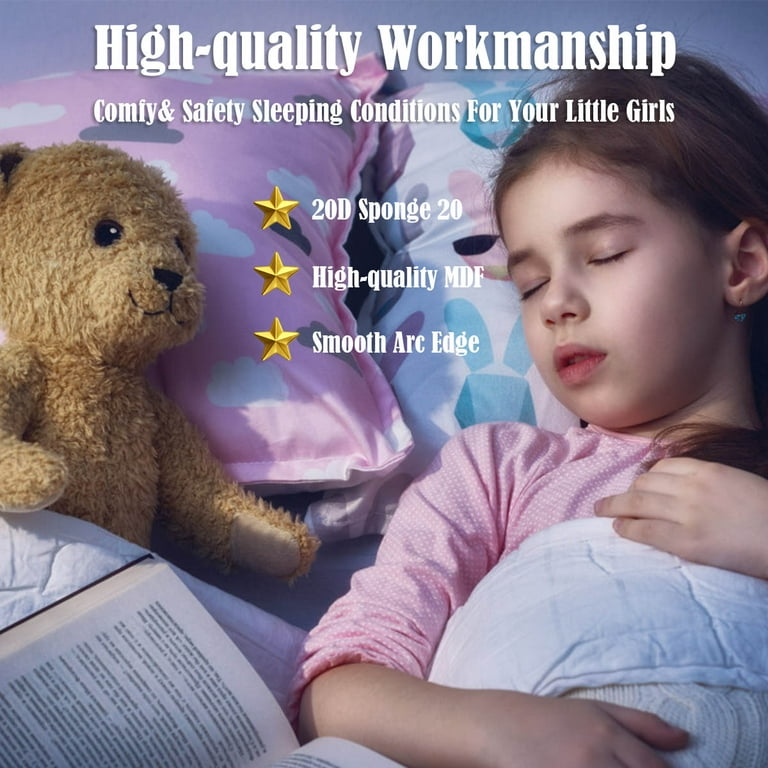 Costway Kids Wooden Upholstered Platform Bed - Girl