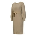 thumbnail image 3 of SWSMCLT Women's Sweater Dress Long Casual Long Sleeve Pullover Sweaters Bodycon High Waist Winter Fashion Fitted Belted Khaki X-Large, 3 of 4