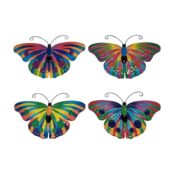geerera 4PCS Metal Butterfly Wall Decor, Outdoor Fence and Wall Hanging Decor for Garden and Patio, Indoor Living Room and Bedroom Decoration, Balcony Accent