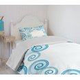 thumbnail image 4 of Ambesonne Teal and White Quilted Bedspread Set 2 Pcs, Water Waves, Twin Size, Blue White, 4 of 6