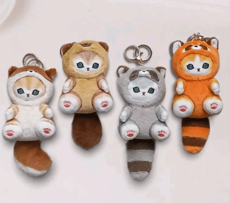 ALL 4 Types Mofusand Plush Doll Keychain Cute Key Chain Bag Stuffed Animals Gift