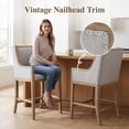 thumbnail image 5 of Dayalane Modern Farmhouse Bar Stools Set of 2, 26.5" Counter Height Bar Stools with Armrests, Linen Upholstered & Solid Wood Legs Island Chairs for Dining Rooms Kitchens Pub, Gray, 5 of 11
