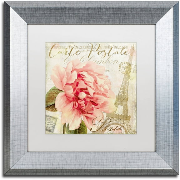 Trademark Fine Art "Bonjour One" Canvas Art by Color Bakery White Matte, Silver Frame