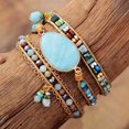 thumbnail image 4 of Pulsera de cuero tejida a mano con piedra natural Tianhe para mujeres europeas y americanas, 4 of 5