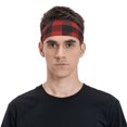 thumbnail image 4 of Uemuo Red Black Plaid Printed Sports Headbands for Men Women,Moisture Wicking Workout Headband, Sweatband Headbands,Non-slip Workout Gym Yoga Headband, 4 of 9
