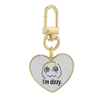 thumbnail image 1 of Dizzy Black Cute Chat Face Cartoon Gold Heart Keychain Metal Keyring Holder, 1 of 3