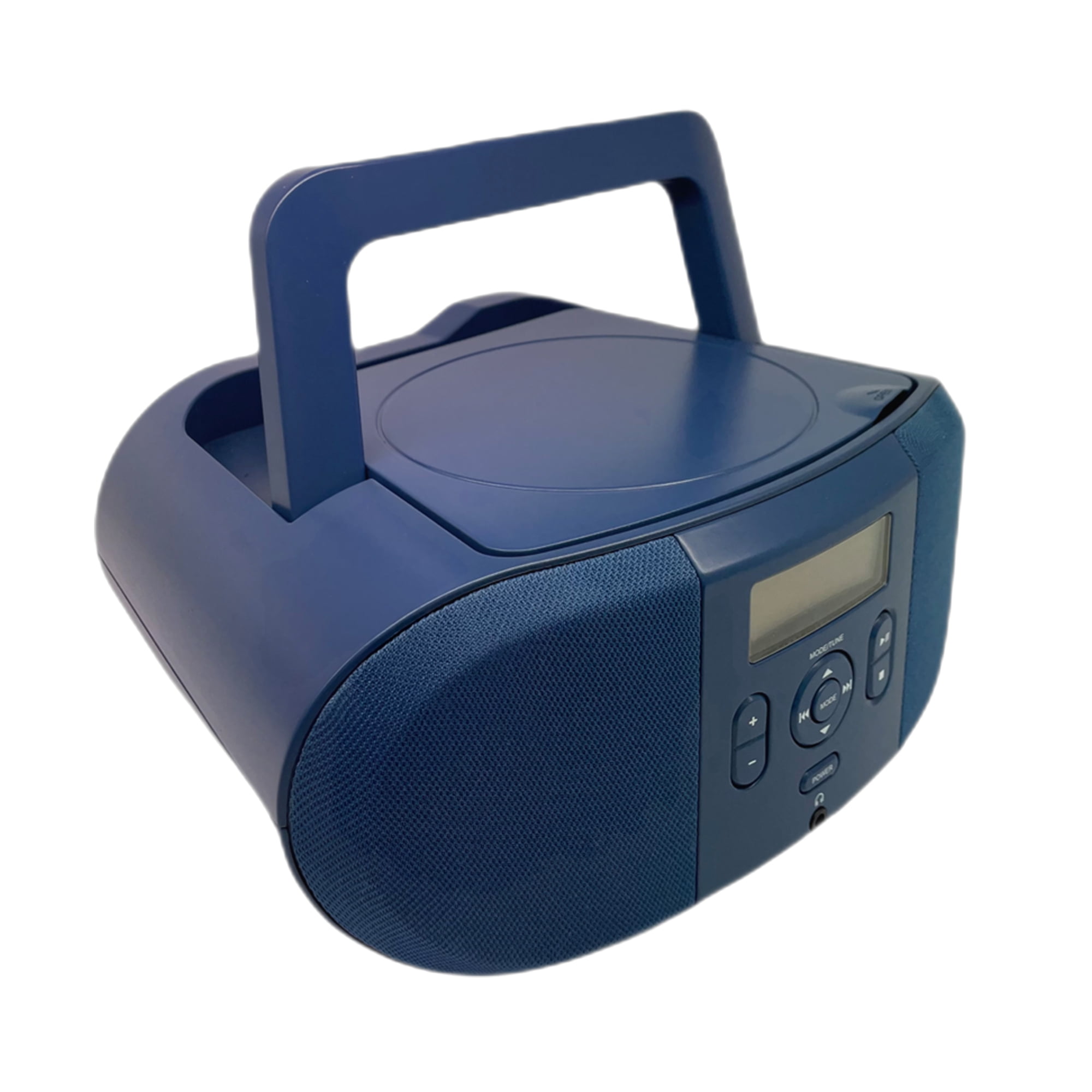 ONN Navy CD Boombox with LCD Display and FM Radio