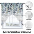 thumbnail image 3 of Swag Curtain Valances Blue Eucalyptus Leaves Swag Valances for Kitchen Windows Berry Branch Wood Grain Short Topper Curtains Valance Tier Pair for Kitchen Bedroom Living Room Bathroom 28"x36", 3 of 8