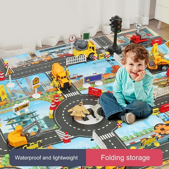 Vnanda Kids Rug Play mat for Toy Cars,Colorful and Fun Play Rugs with Roads for Bedroom and Kid Rooms, Car Rug to Have Hours of Fun on，Area Rug Mat