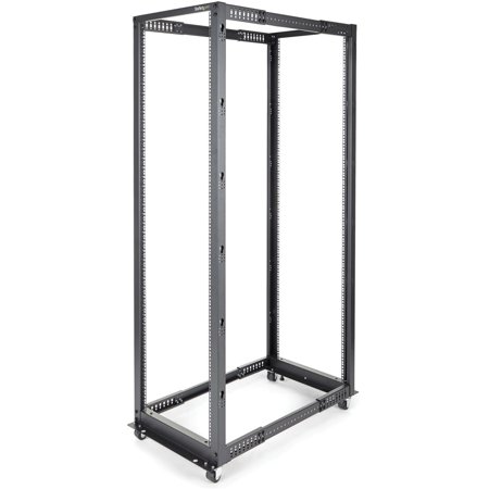 UPC: 0065030855211 | StarTech.com 4-Post 42U Mobile Open Frame Server Rack  19  Network Rack with Casters  Rolling Rack for Computer/AV/Data/IT Equipment