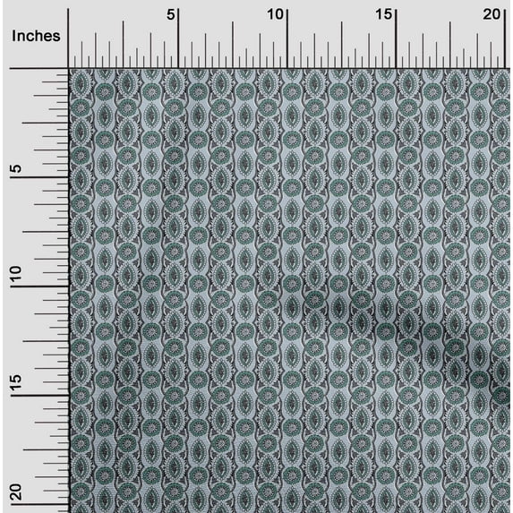 oneOone Cotton Poplin Fabric Ethnic Block Printed Fabric 1 Yard 56 Inch Wide