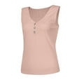 thumbnail image 3 of USSUMA Buttons Ribbed Workout Tank Summer Tops for Women 2022 Trendy Sport Solid Color Womens Tunic Tops V Neck Basic Shirts Tees Sleeveless Dressy Blouses for Women, 3 of 8