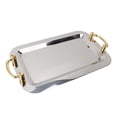 thumbnail image 3 of 304 Stainless Steel Serving Tray with Golden Handle, Mirror , Round Edge, for Hotel Buffet Use, 3 of 7