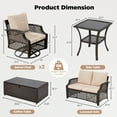 thumbnail image 4 of Vicluke 5 Piece Patio Furniture Set, Wicker Outdoor Conversation Sofa Set with Swivel Chairs, Loveseat, Storage Coffee Table, Glass Side Table, Soft Cushions for Deck Backyard Porch（4 Seats, Khaki), 4 of 9
