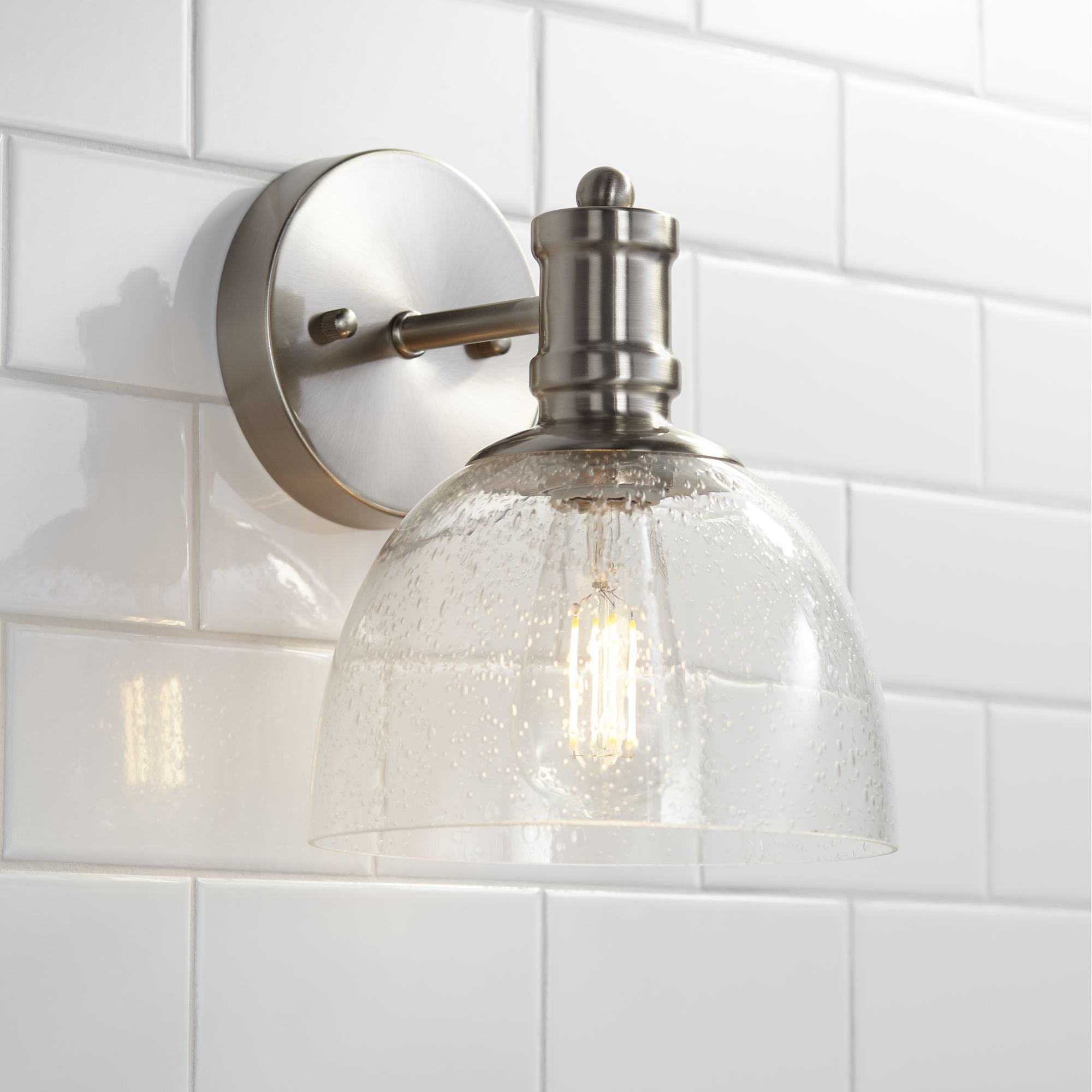 Franklin Iron Works Industrial Farmhouse Wall Light Sconce LED Brushed