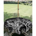 thumbnail image 2 of Outdoor Tablecloth with Umbrella Hole Zipper Modern Tree Branches Round Tablecloth 54" Waterproof Outside Table Cloth Contemporary Black Botanical Patio Table Cover Tablecloths for Picnic Party, 2 of 8