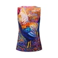 thumbnail image 5 of Xecao Rooster Oil Painting print women's scoop neck, loose-fit workout tank tops for the gym., 5 of 9