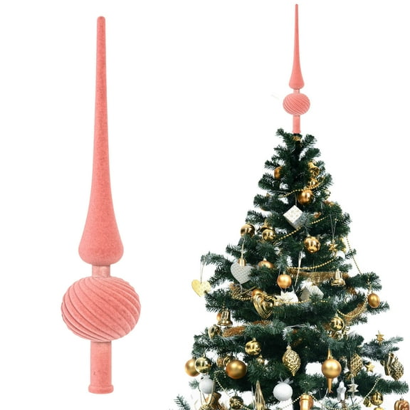 CuiLiyq Christmas Tree Top Decoration, 11 Inch Plastic Flocking Retro Christmas Tree Decoration, for Home Xmas Holiday Party Decorations (Pink)