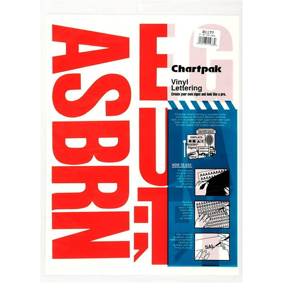Chartpak 4-inch Red Stick-on ALL CAPITAL LETTERS (01177), 3 PACKS