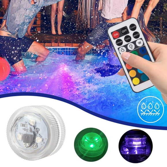 Boovnll Pool Accessories, 6Pci Pool Lights, Submersible Led Lights with Suction Cups, Remote Pool Lights, Ip68, 15 Led Color Changing Battery Led Lights Underwater with Timing, Pool Deals