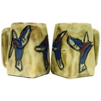 One 1 MARA STONEWARE COLLECTION - 12 Ounce Coffee Cup Collectible Square Bottom Mug - Hummingbird Design