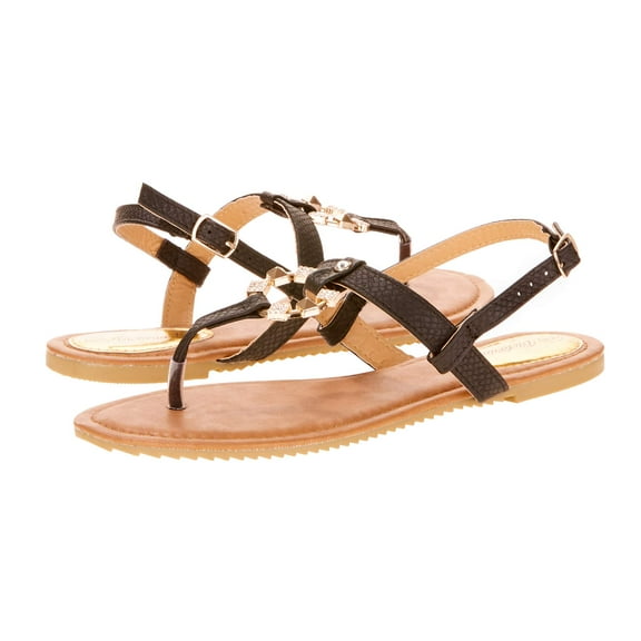 Victoria K Women's Circle Detail Rhinestone Embellished Fashion Sandal