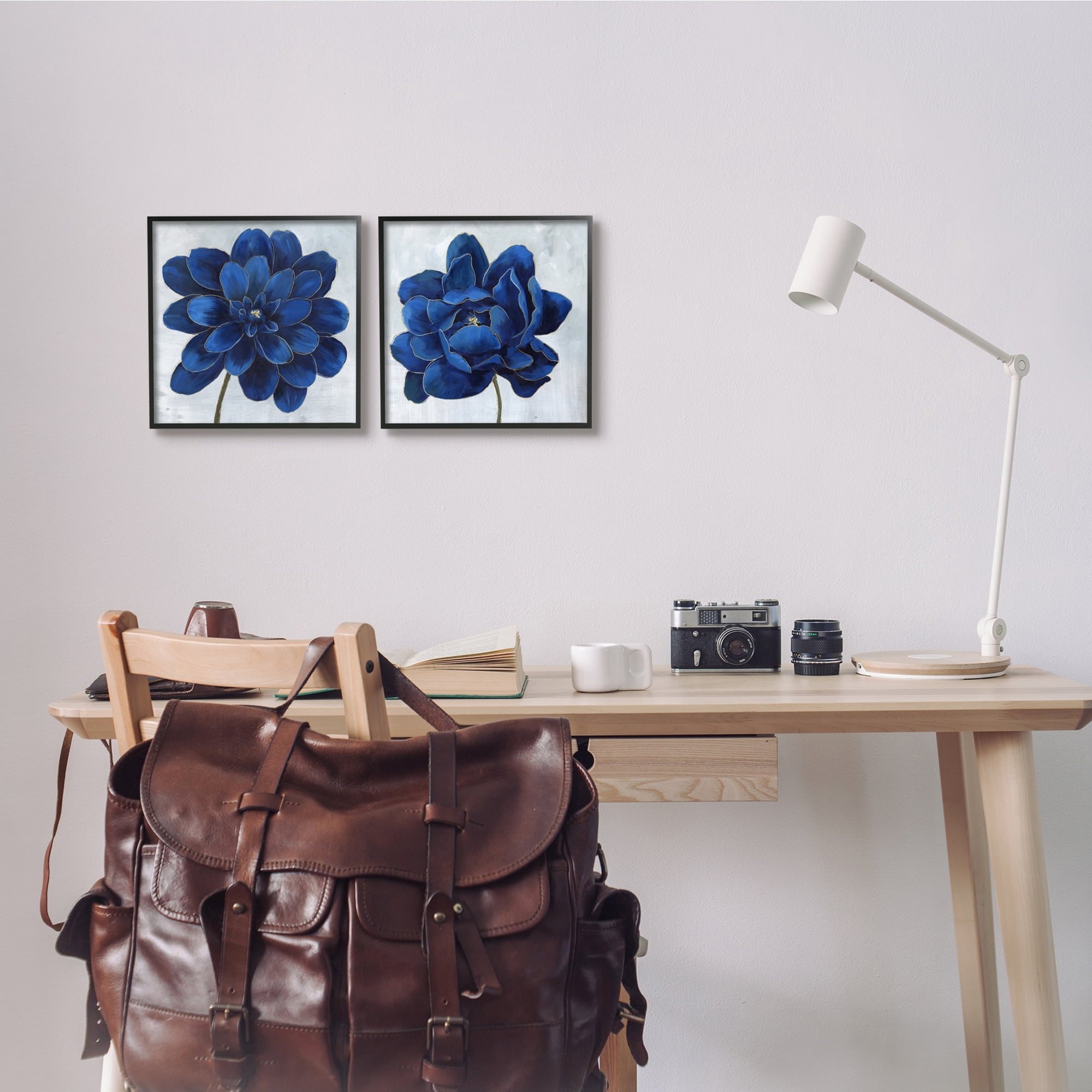 Stupell Indtries Bold Royal Blue Florals Blooming Chic Petal Flower,24 x 24,Design by Nan