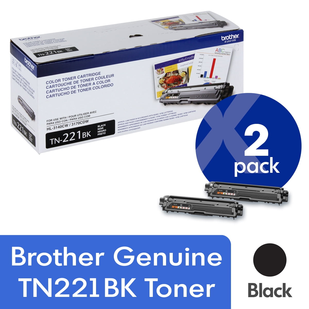 Brother Genuine Standard Yield Toner Cartridge, TN221C 