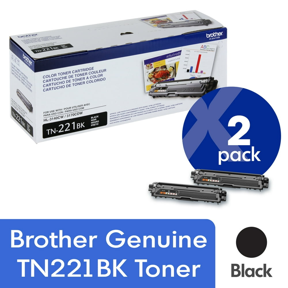 Brother Genuine Standard Yield Toner Cartridges, TN221BK, Replacement Black Toner Two Pack, Page