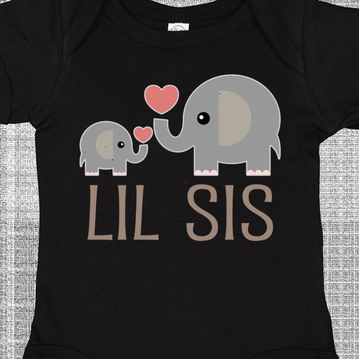 Inktastic Little Sister Elephant Girls Baby Bodysuit