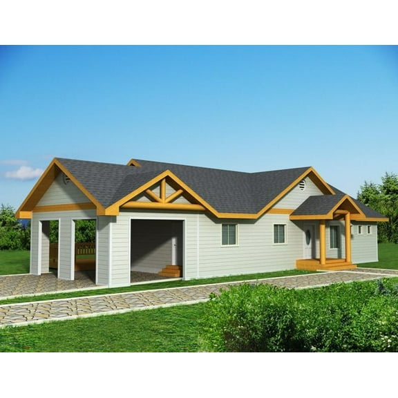 001-3303: Northwest Ranch 2 Bed, 2 Bath Luxury Home Plan, 1794 Sq Ft: Full Blueprints with License to Build by Home Plan Marketplace - Lesuto